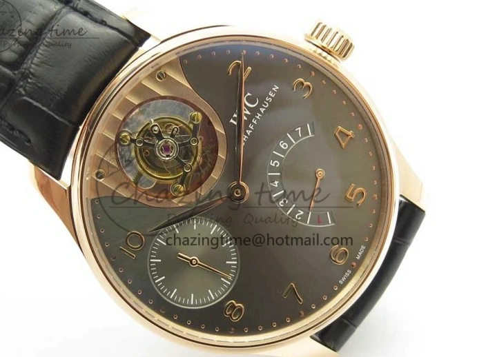 MIROTIME 0116 Portuguese Tourbillon IW5046 RG ZF Best Edition Gray Dial on Black Leather Strap SmoothTexture 7142